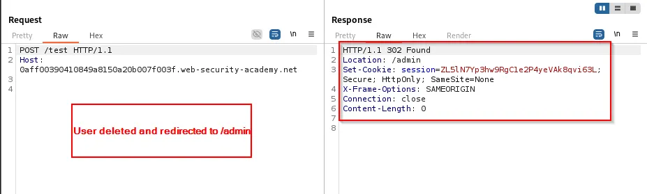 nomarl request after carlos user deletetion