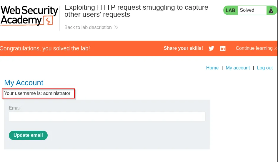 logged in as other user (admin)