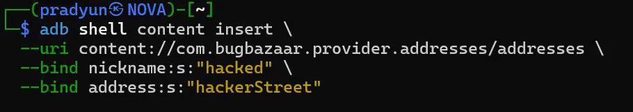 insert malicious query